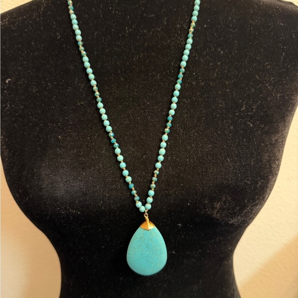 Jewelry - Boho Turquoise Teardrop Necklace | Long Beaded Southwest Style